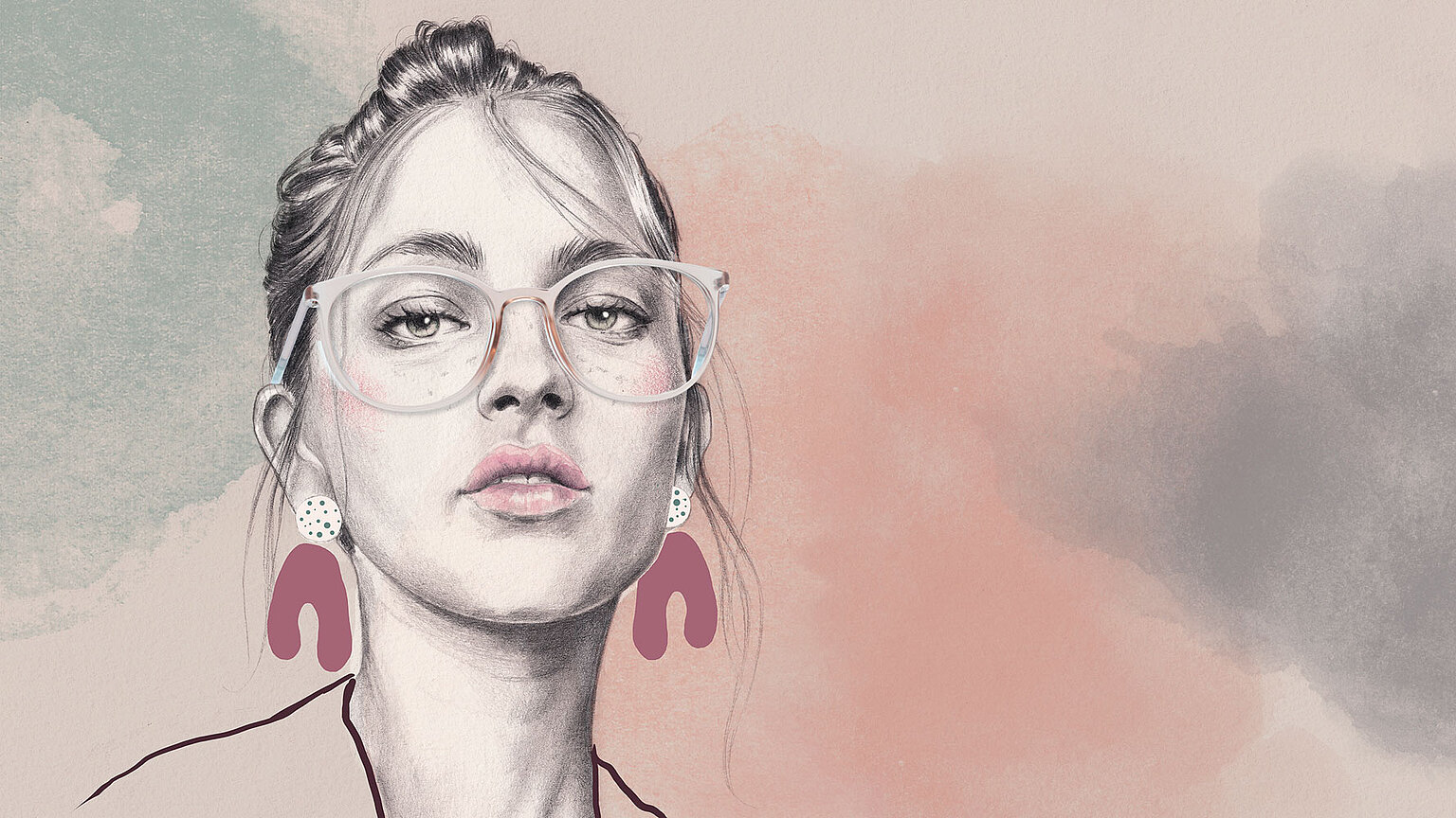 Illustriertes Bild einer Frau mit Brille