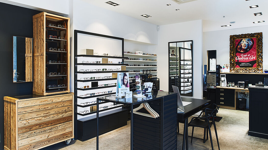 Innenraum Optikergeschäft Vogelhuber United Optics