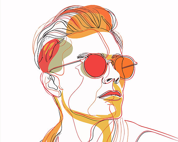 Illustriertes Bild eines Mannes mit Brille