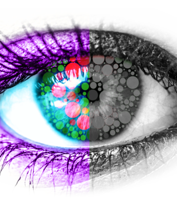 Grafik eines Auges in lila