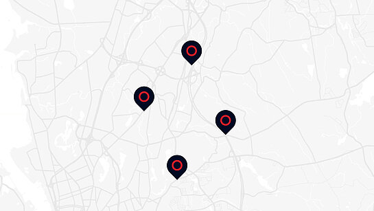 Landkarte mit Standort-Markern